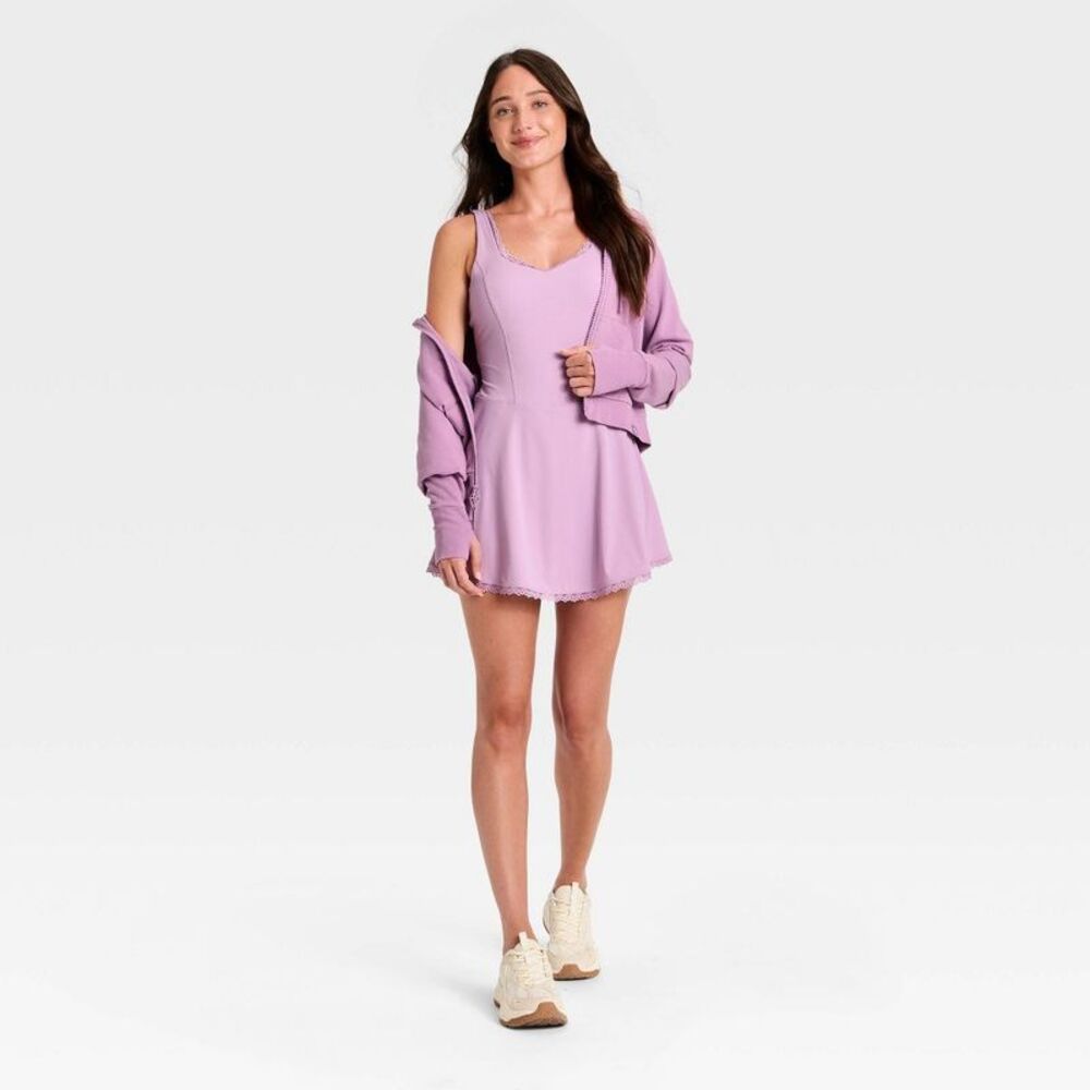 Women's Active Lace Trim Dress - JoyLab Lavender XXS - Picture 3 of 4